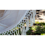 hand loomed hammock chair hanging cotton natural neutral knotted wood