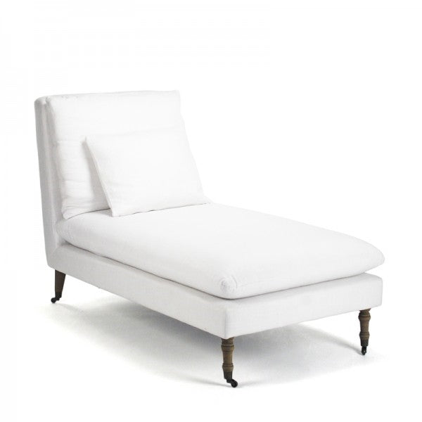 Off White Chaise Lounge - Corey - Casters