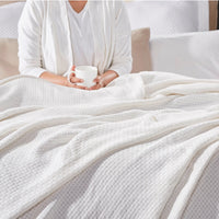 off-white textured throw blanket cotton 