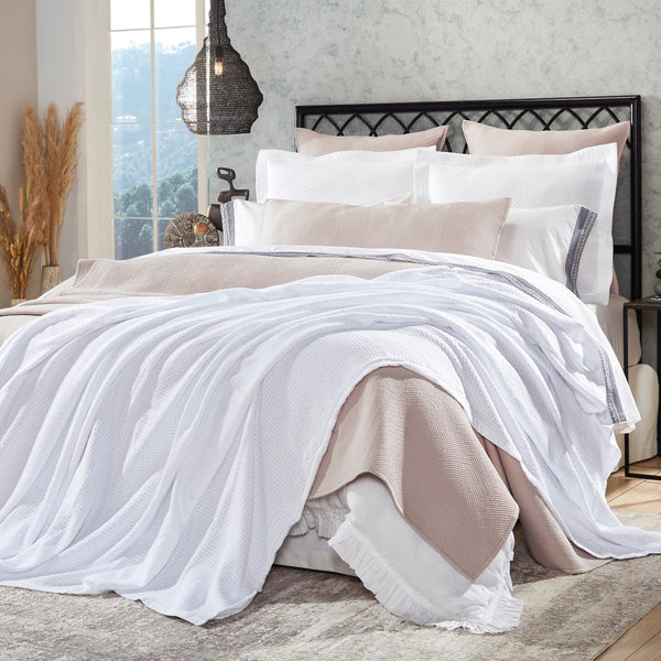 white textured throw blanket cotton 