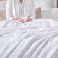 white textured throw blanket cotton 