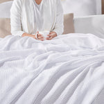 white textured throw blanket cotton 
