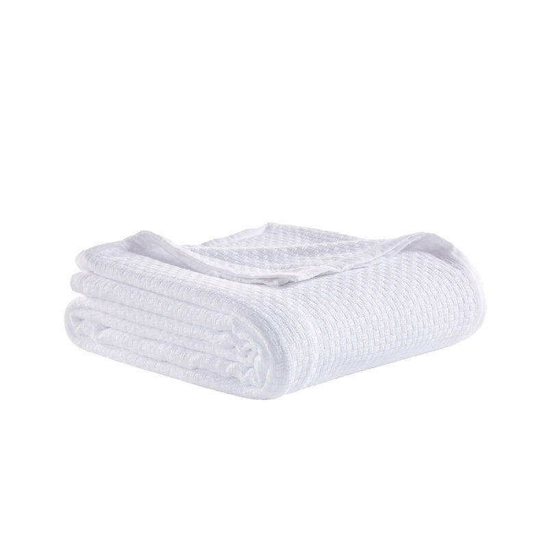 white textured throw blanket cotton 