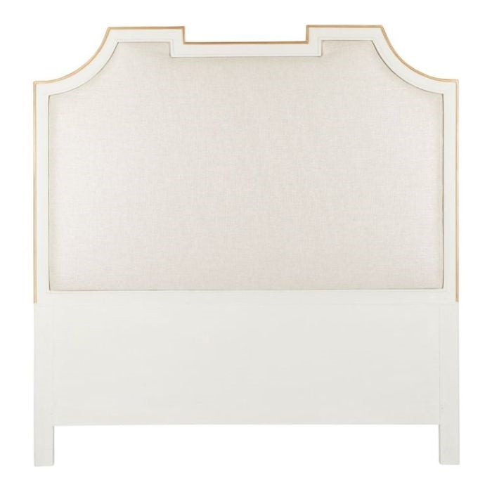 headboard textured fabric cream white traditional