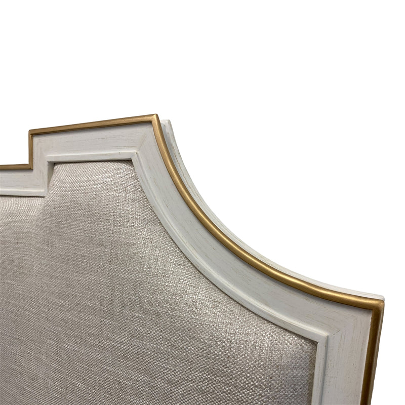 headboard textured fabric cream white traditional