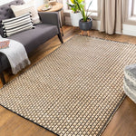 black beige jute cotton area rug