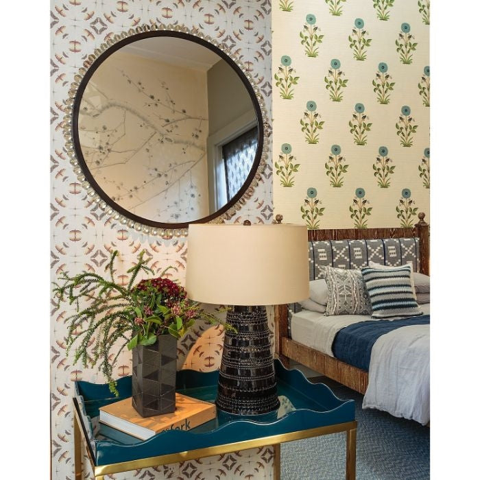 black nickel acrylic brass wall mirror round