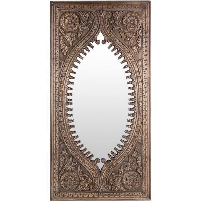 natural framed mirror carved design