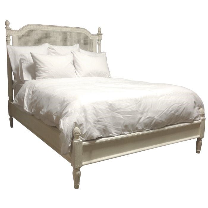 bed queen wood cream detail legs