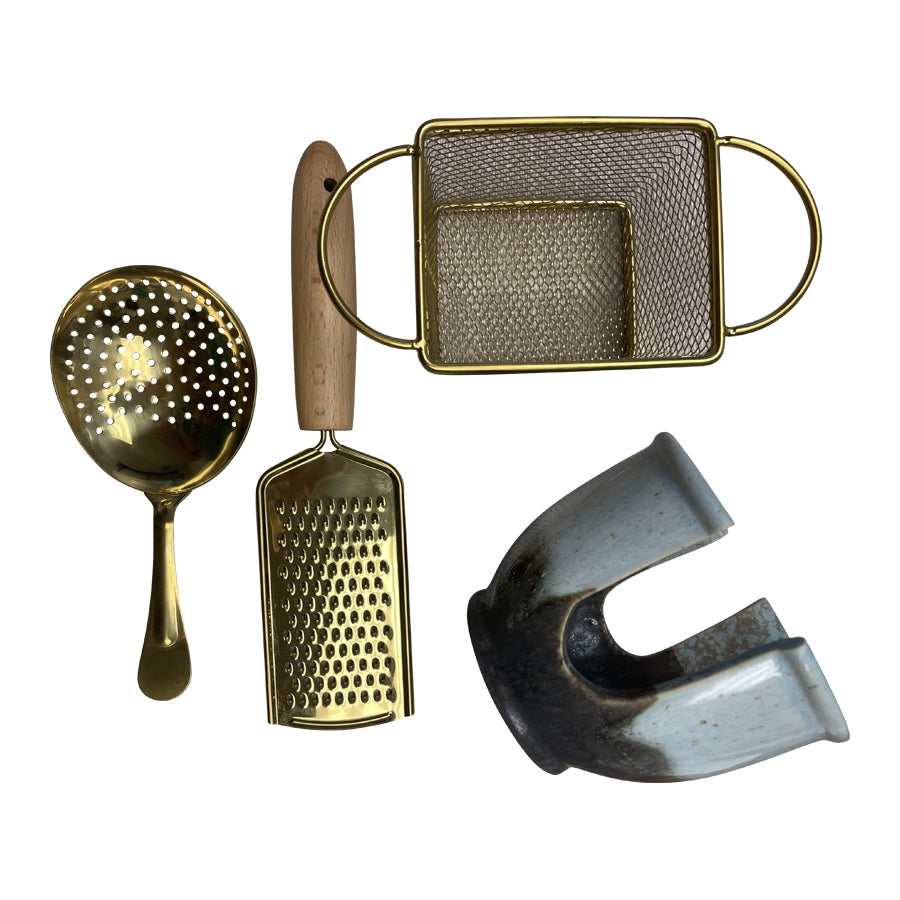 stainless steel gold finish strainer mesh basket grater kitchen