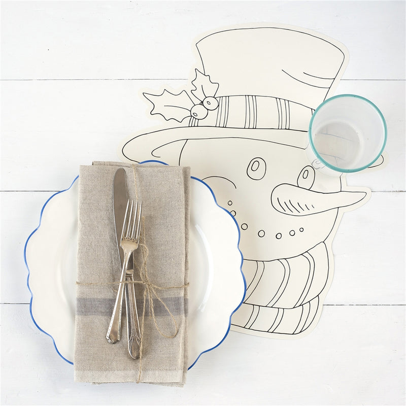 paper placemats snowman die cut 12 pack coloring black white