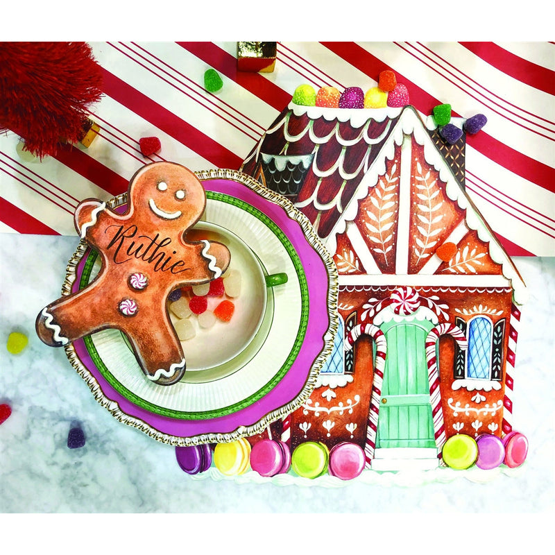 paper placemat die-cut gingerbread house