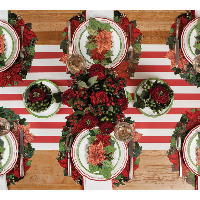 paper placemat die cut Hester & Cook red green pink poinsettia wreath Christmas