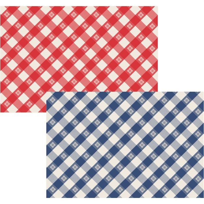 paper placemat pad red blue check