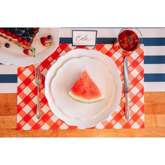 paper placemat pad red blue check