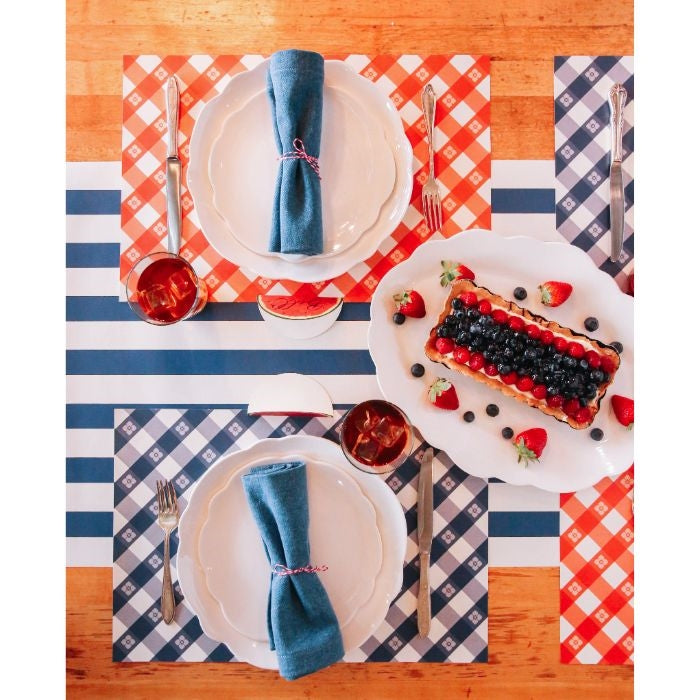 paper placemat pad red blue check