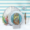 paper table accents place cards seahorse flora coral coastal beachy