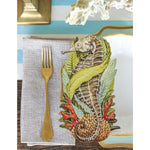 paper table accents place cards seahorse flora coral coastal beachy