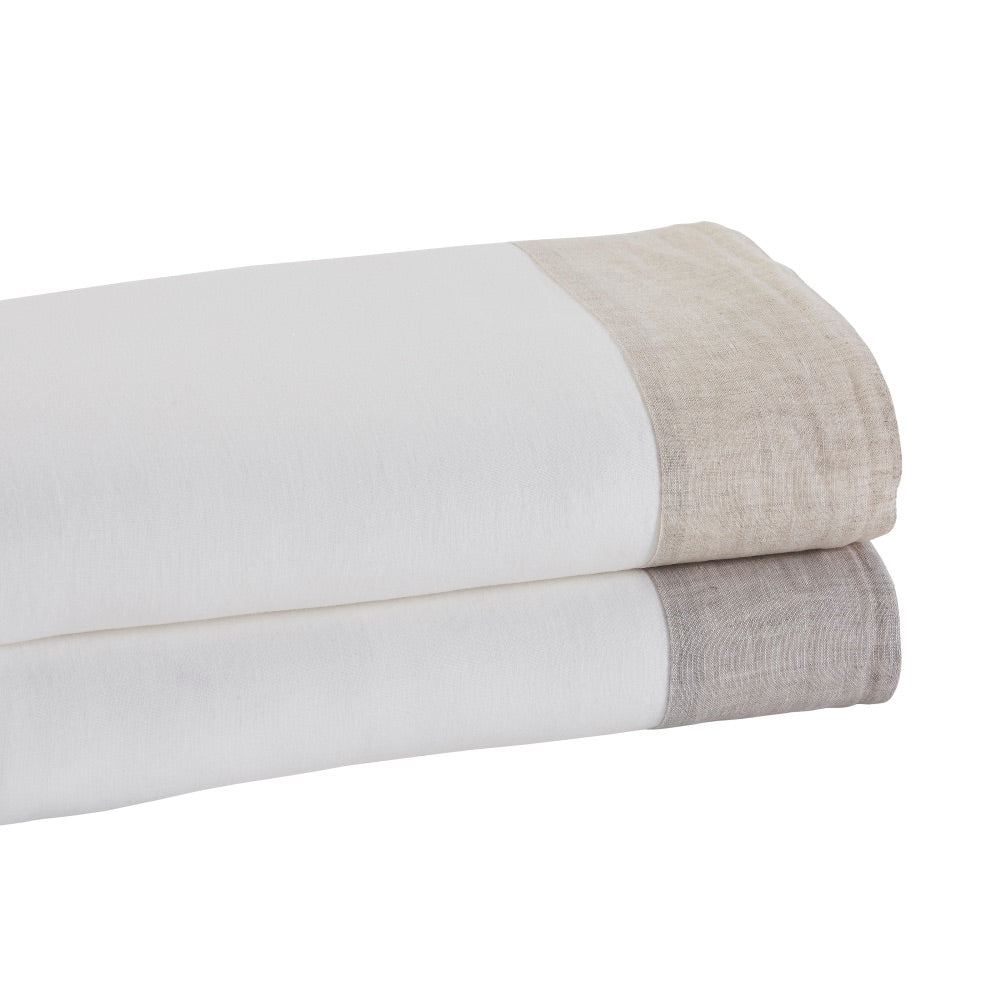 white beige border linen sheets
