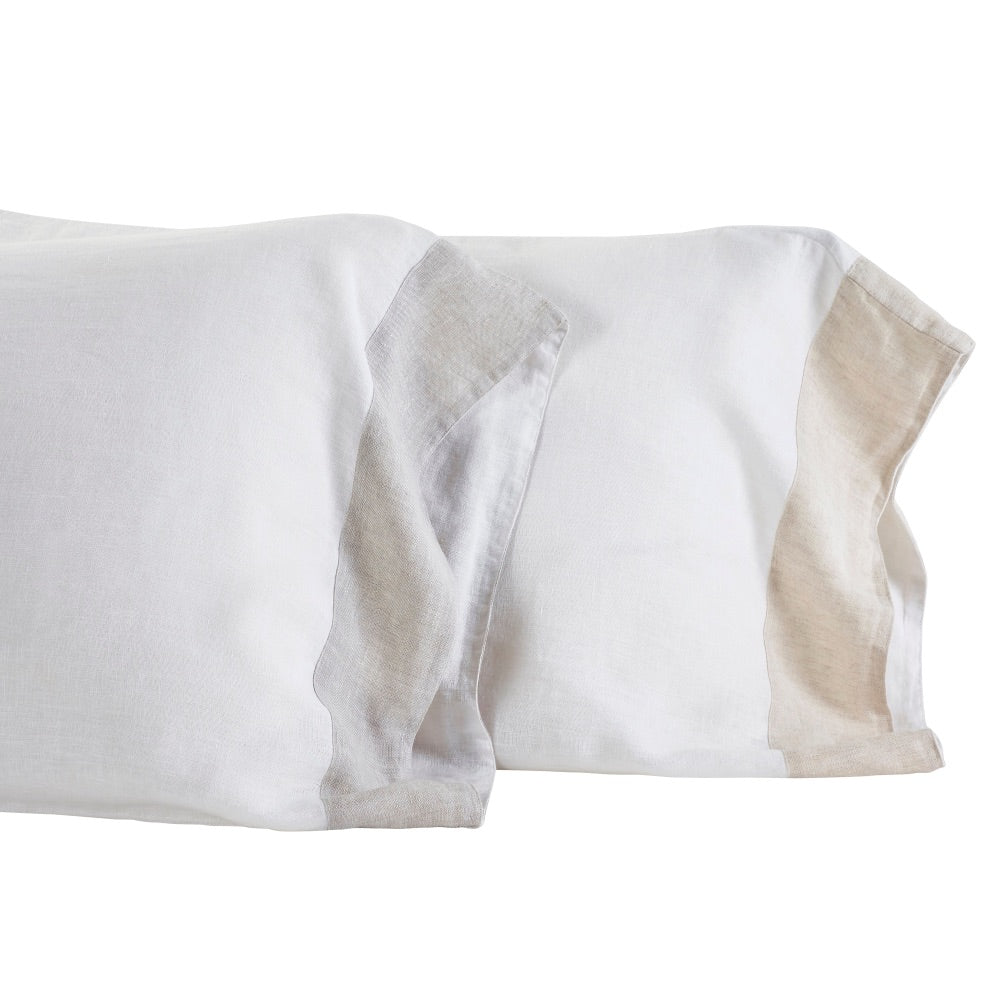 white beige border linen sheets