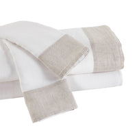 white beige border linen sheets