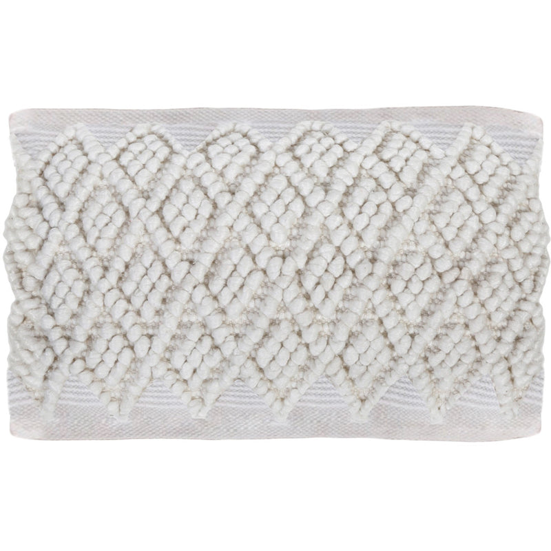 24" long lumbar pillow cotton looped ivory diamond patterns