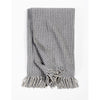 blue gray ivory woven stripe oversized linen throw