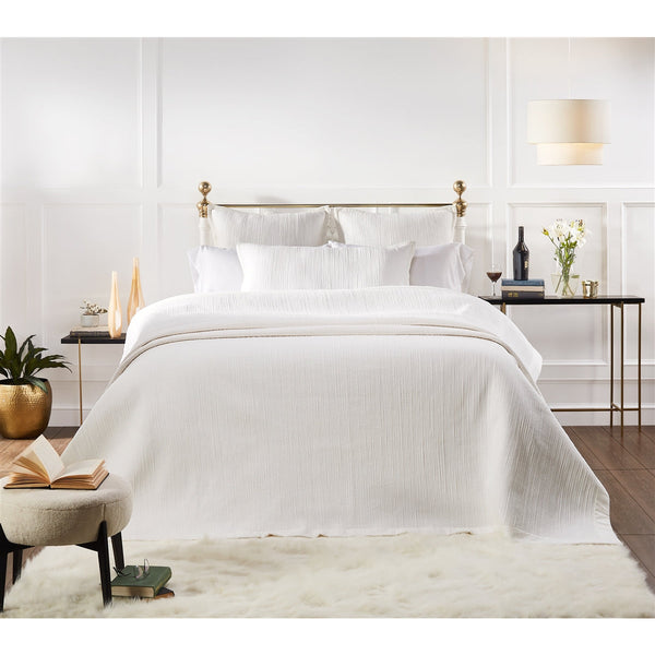 coverlet shams cotton channel stitch quilted queen king Euro standard white