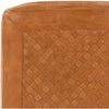 square tan camel woven leather pouf