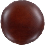 round pouf dark brown leather chanel stitching