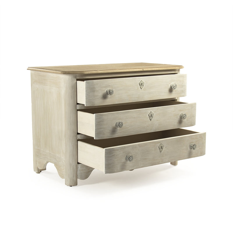 White Washed Chest of Drawers - Patric - Wood Top