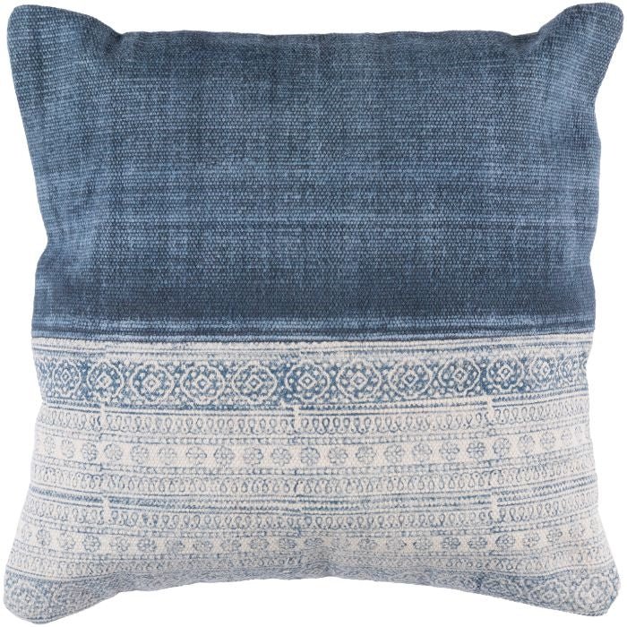 Blue and white pillow