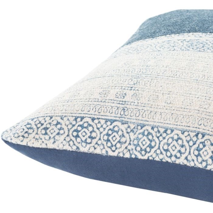 Blue and white pillow