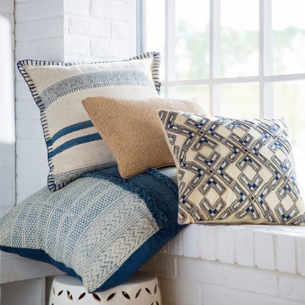 White and blue pillow