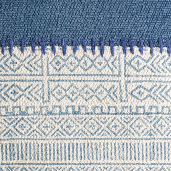 lumbar accent pillow shades of blue block print