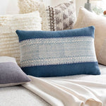 lumbar accent pillow shades of blue block print