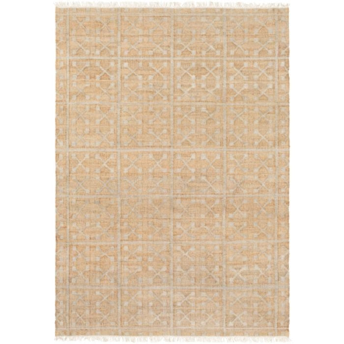 cream tan rectangle area rug fringe jute