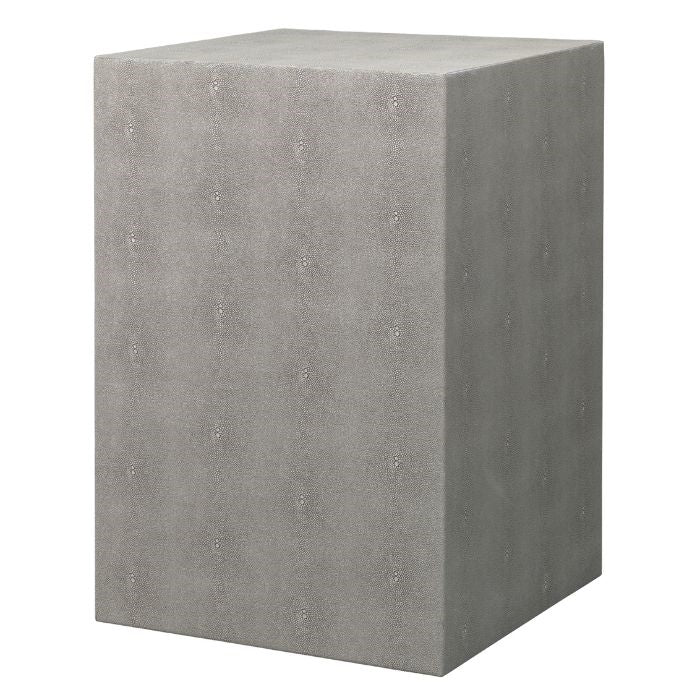 square side table gray faux shagreen leather