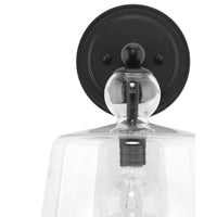wall sconce black metal clear glass globe
