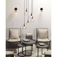 wall sconce black metal clear glass globe