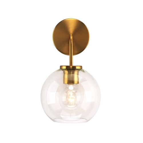 wall sconce gold brass clear glass round modern
