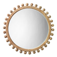 round wood mirror with ball beads
