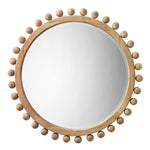 round wood mirror with ball beads