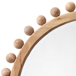 round wood mirror with ball beads
