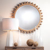 round wood mirror with ball beads