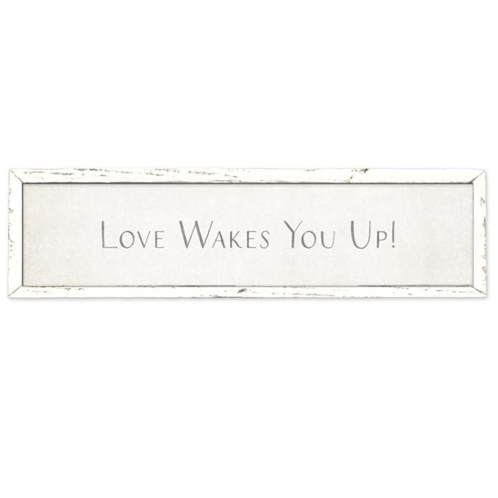 wood framed wall art print gallery wrap decor love wakes you up