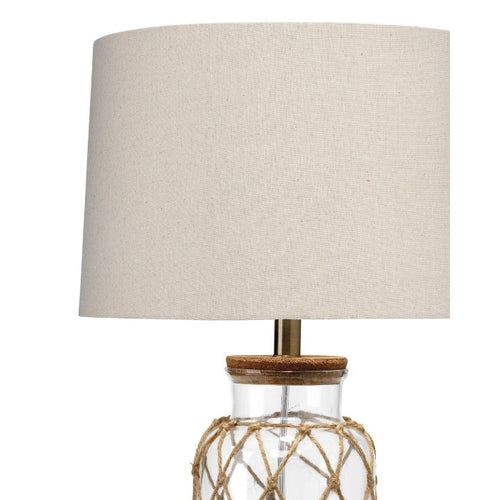 glass rope coastal table lamp neutral taupe shade