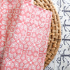 cotton napkin block printed patterned coral