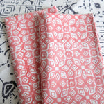 cotton napkin block printed patterned coral
