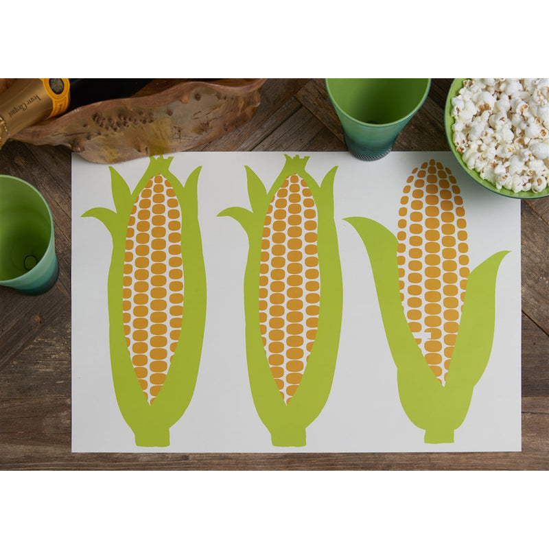 plat du jour green yellow corn on the cob placemats pad 50 sheets paper disposable soy-based ink entertaining recycled BPA free